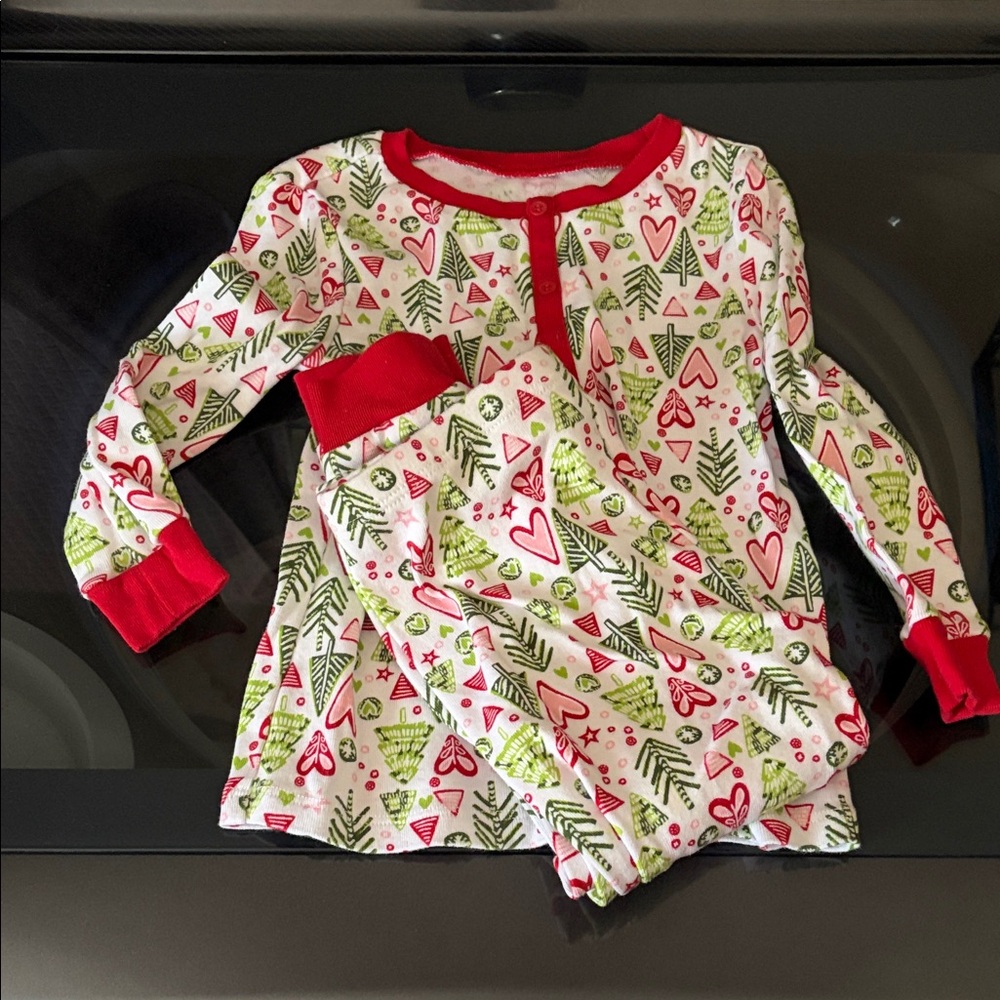 American Girl Red, Green & White Holiday Tree Pajama Set